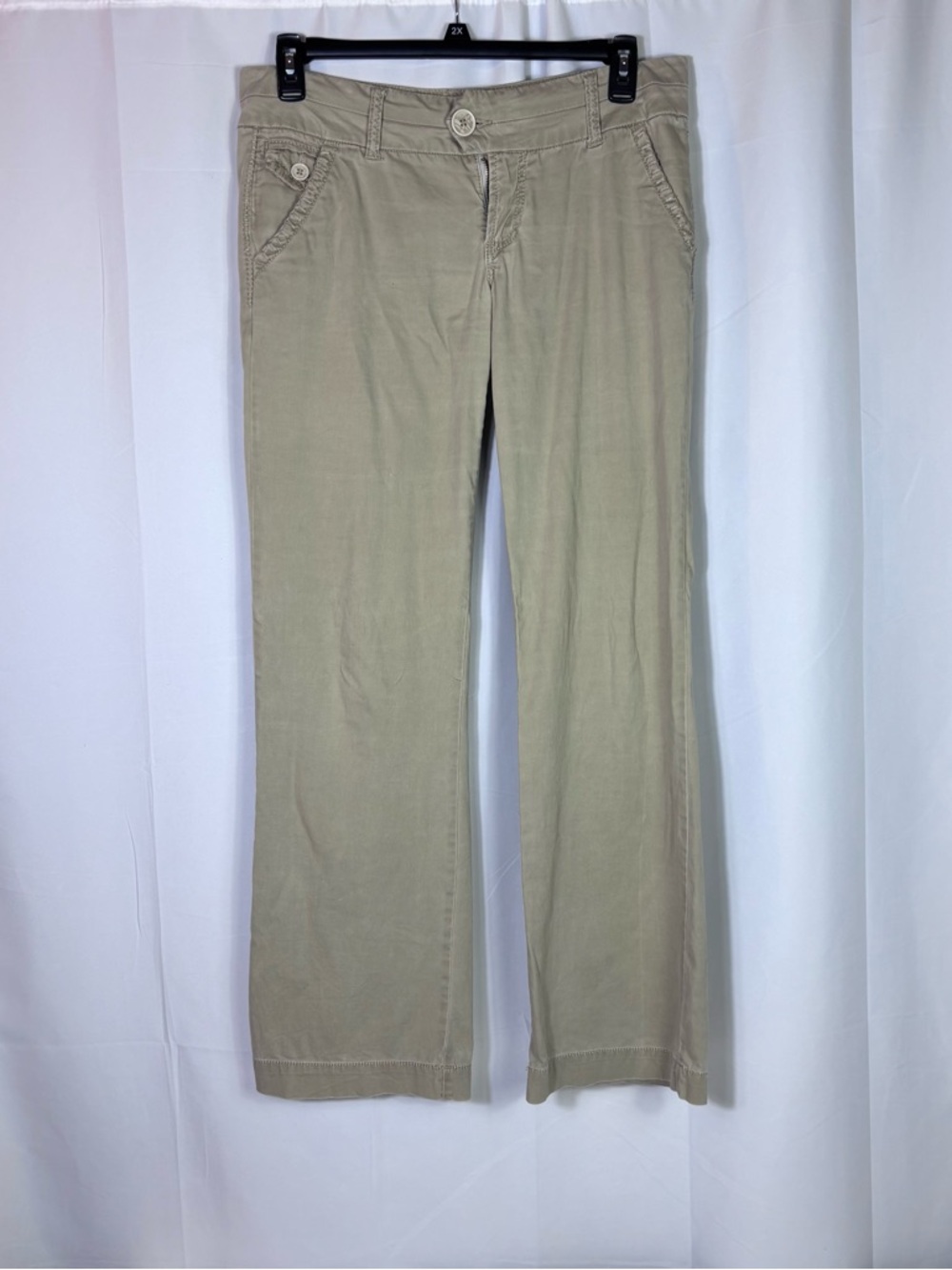 BKE Serena Curvy Fit Khaki Wide Leg Pants 31 Mid Rise Y2K Utility Casual Stretch - Picture 2 of 14